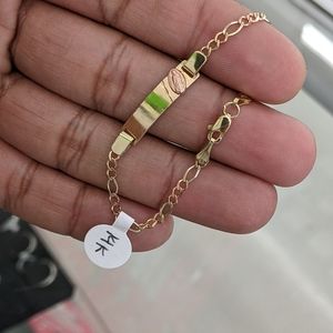 14kt Real Gold Figaro ID Bracelet